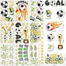 ZAWE 9 Sheets Soccer Trophy Flowers Stars Window Clings Double - Sided Reusable Static Window Decals Stickers Game Day Soccer Party Home Classroom Office Decorations - Colored - View 7