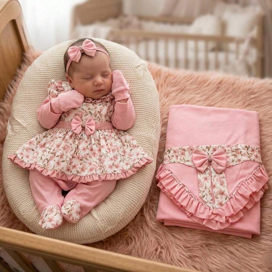 Maternity Leave Baby Girl Clothes Amora 05 Pieces Rose - Rusty Rose - View 1