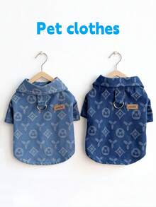 1pc Spring/Summer Windproof Pet Denim Jacket, Fashionable Pet Apparel, Suitable For Large Dogs Like Golden Retriever, Samoyed, Thin Denim Pet Clothes For Poodle, Bichon Frise In Spring/Summer - Multicolor - View 11