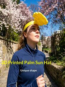 1 pieza Gorra de béisbol con protección UV, sombrero de sol con diadema ajustable en forma de hoja de palma, pintado a mano con diseño abstracto - Multicolor - Ver 4