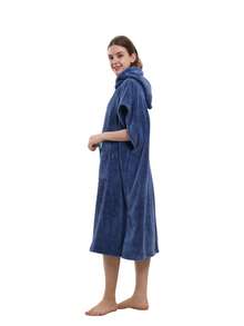 Absorbent Surfing Cloak, Unisex, Quick-Dry Towel Changing Cloak With Hood, Adult Size, Beach Surfing Swimming Robe - Dark Blue - View 4