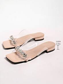 French Retro Open Toe Mule Sandals, Summer Slip-On Sandals, Thick Heel High Heels - Pink - View 8