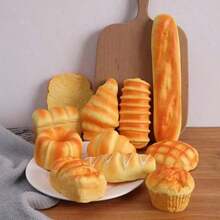 1pc Soft Slow Rebound Bread Food Prop, Toast Egg Tart, Soft Fragrant Model, Fluffy Toast, Fried Egg, PU Material - Multicolor - View 5