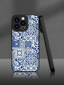 1pc Square 2D Pattern Popular Minimalist Plaid Style Gift Suitable For Friends, Family, Couples, Yourself, Black Matte Soft Case With Full Protection, Dust-Proof And Waterproof, Compatible With Apple, - Black - View 5