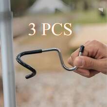 3 Pieces/5 Pieces Of Drill-Free Tail Hook, Suitable For Camping, Balconies, And Outdoor Use. Made Of Stainless Steel, It Features Anti-Slip Design And Can Be Used As A Tent Pole, Storage Rack, Or Lighting Hook. - View 9