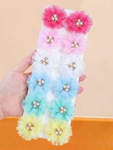 494pcs/Set Kawaii Pink Mesh Flower, Bow, Rhinestone, Pearl Hair Accessories Set, Including Hair Clips, Hair Barrettes, Hair Ties, Suitable For Girls And Teenagers, For Daily, Vacation, School, Travel - Multicolor - View 5