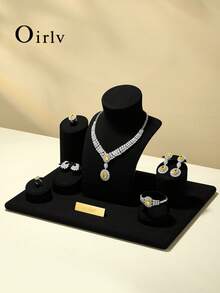 Oirlv 黑色珠寶展示道具套組，珠寶店展示櫃，項鍊耳環戒指珠寶架收納整理套組 - 黑色 - 查看 3
