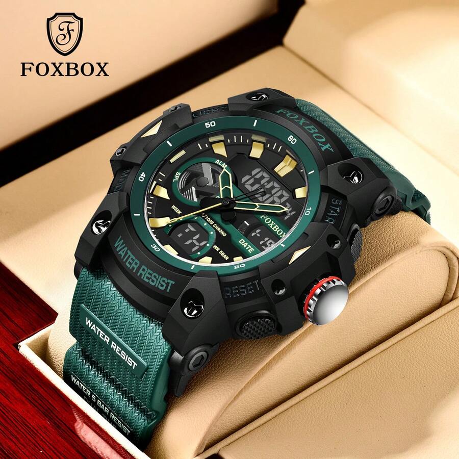 Foxbox Reloj digital militar LIGE para hombres, resistente al agua 30m, reloj de cuarzo LED, reloj deportivo, reloj grande para hombres - Negro - Ver 1