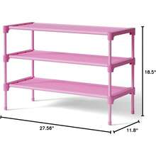 Shoe Rack - Non-Woven Shoe Rack Shelf, Shoe Organizer For Closet, Entryway, Garage & Corridor, Stackable Shoe Shelves, 27.5' Wid - Pink - View 2