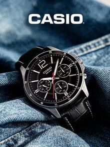 Đồng hồ CASIO Business Daily Essential dành cho nam, dây da, máy quartz, mặt đen, chống nước 30M, hiển thị ngày, kiểu dáng thường ngày MTP-1374L-1A - màu đen - Xem 9