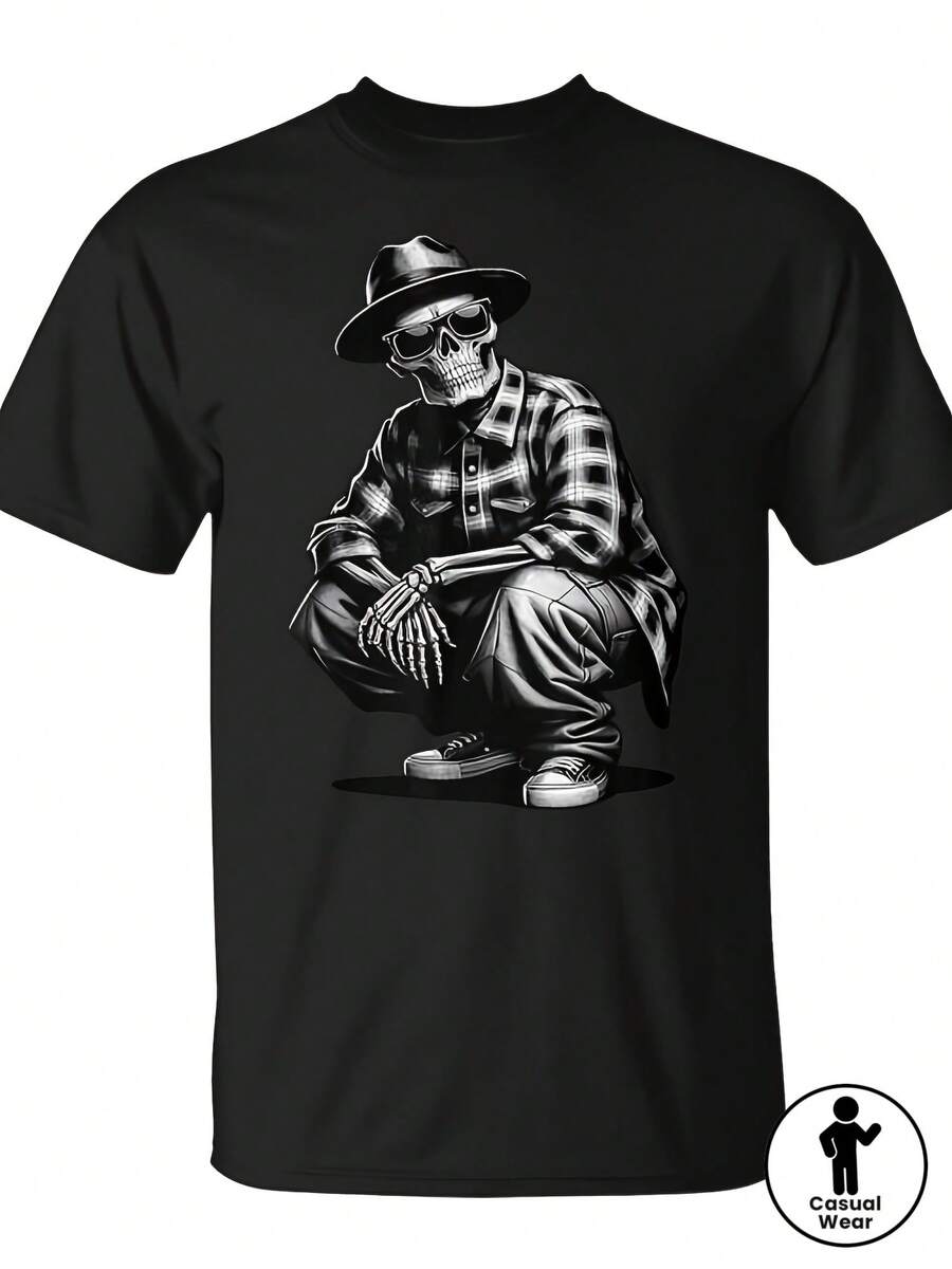 2026 Vintage Graphic Tees Y2k,90S Chicano Homie Cool Mexican Gangster Skeleton Skull T-Shirt - Monsterry CAUnisex For Daily Wear Funny Christmas Novelty Men's T-Shirt Summer Streetwear Fashion Top Quality Comfortable Casual Printed T-Shirt Pure Cotton 220G - Black - View 1