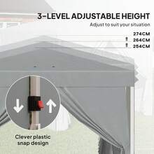 Outsunny 10' X 10' Pop-Up Canopy Tent With Sidewalls, Instant Sun Shelter, Height-Adjustable, Carry Bag Included, For Outdoor, Garden, Patio, Light Grey - Light Grey - View 4