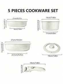 16-piece non-stick ceramic cooking set with detachable handles, integrated design suitable for frying, stir-frying, stewing and slow-cooking, with a maximum temperature of 480°F, compatible with induction cooktops, ready to use immediately, stackable cookware and plates can save space, and equipped with utensils, easy to clean, lids and pot pads. - Übersicht 8