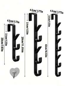 OBOVAY 1/2/3pcs Heavy Duty Carbon Steel Over Door Hook Set, Bag Hanging Decor, Straight Bar Design Storage Hook/Hanger, Multi-Functional Over Door Bathroom Accessory, Room Decor, Bathroom Storage, Home Decor, Bedroom Decor, Dorm Decor, Autumn Decor, His Bag, Suitable For Bathroom, Bedroom, Living Room, Kitchen, Halloween, Christmas - Vertical Hook - View 11