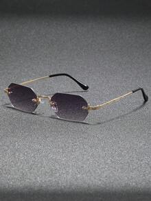 1 Pair Frameless Small Frame Glasses, Retro Personalized High-Quality Fashion Glasses Suitable For Runway, Beach, Vacation - Multicolor - View 10