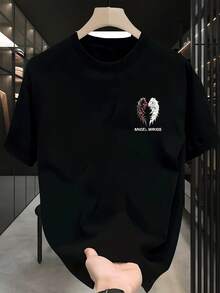 1pac. 100 % Baumwolle. Minimalistisch. 1pac. Kurzarm-T-Shirt für Herren mit Rundhalsausschnitt, 100 % reine Baumwolle, vielseitig, angesagter Streetwear-Stil. Camiseta hombre. - Schwarz - Übersicht 3