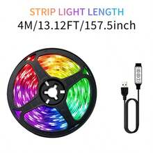 Tira de luces LED RGB 5050 con cambio de color, controlador de 3 teclas, modo de parpadeo regulable, adecuada para dormitorio, retroiluminación de TV, sala de juegos, decoración de fondo fotográfico - Multicolor - Ver 10