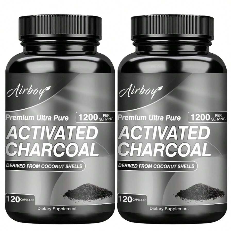 XEMENRY Activated Charcoal Capsules - Supports Respiratory And Immune System Health, Promotes Liver And Kidney Detoxification, Non-GMO - 120pcs - Two bottle - More favorable(兩瓶) - 查看 1