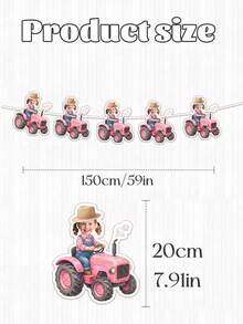 2/4/6pcs Customized Children's Tractor Face Hanging Banners, Farmer Children's Tractor Theme Garland, Children's Birthday/Baby Shower/Gender Reveal Party Decoration, First Ride Tractor 1st Birthday Banner, Boy/Girl Country Farm Party Backdrop Wall Hanging Decor - Multicolor - View 3