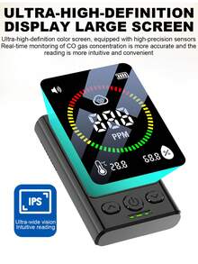 Carbon Monoxide Detector, Digital Display, Lightweight Alarm, Durable Construction, Reliable Sensor, Safety Device, Homeowner, Traveler, Portable Carbon Monoxide Detector, Home Carbon Monoxide Detector - Black - View 7