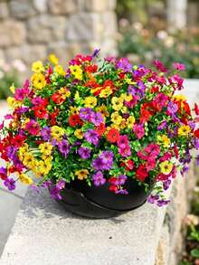 20pcs Artificial Flowers, Faux Plants Suitable For Indoor And Outdoor Gardens, Porches, Windowsills, Home, Weddings, Country Style, UV Resistant Plastic Flowers, Realistic Greenery Decor, Hanging Baskets, Kitchen Home Vase Decoration - Multicolor - View 1