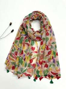 New Bohemian Printed Scarf, Lightweight Breathable Tassel Shawl, Elegant Style Women's Sun Protection Beach Travel Scarf - Multicolor - View 3