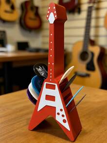 1pc Guitar Shaped Guitar Pick Storage Box, Durable Guitar Pick Display Holder, Music Accessory, Perfect Gift For Guitar Enthusiasts And Musicians - Multicolor - View 9