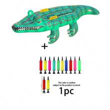 55 pouces Flotteur de piscine gonflable en forme de crocodile, super pour s'amuser à la plage l'été, les fêtes de piscine, les radeaux, les loisirs - dispositif de flottaison gonflable - Voir 8