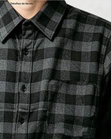 Men's Long-Sleeved Checkered Dress Shirt - Grey - View 4