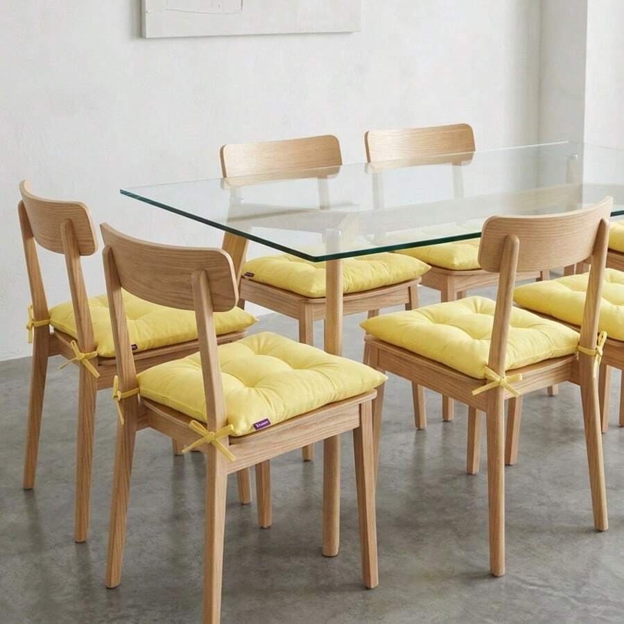 4 paquetes de cojines para asiento de silla Pofidik, 40*40 cm - Extra suaves y cómodos en Turquía - Amarillo - Ver 1