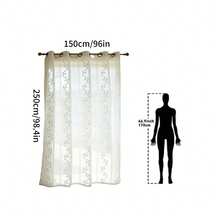 Cortina transparente para exterior com estampa de folhas de outono (1 peça), com design de argolas na parte superior, ideal para gazebo, pátio e varanda. - Branco - Ver 20