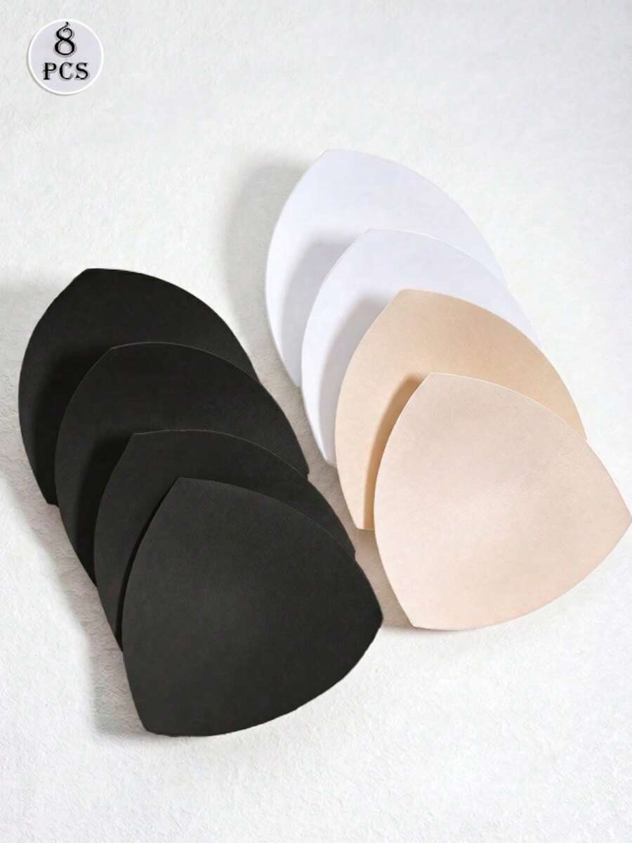 8pcs Reusable Apricot/Black Bra Inserts, Invisible Non-Bulge Soft Comfortable Bust Enhancers, Suitable For Various Occasions - Multicolor - View 1