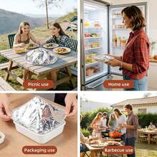 30/50-Pack Reusable Aluminum Foil Food Covers With Adjustable Elastic Edges; Washable; Suitable For Use In The Freezer And On The Dining Table - 30pcs - View 2
