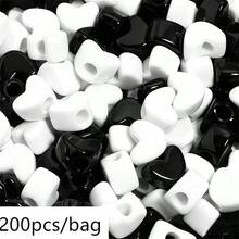 100/200 Stücke Acryl Herz Großloch Lose Perlen, süße cremefarbene Pony Perlen, geeignet für Haar Flechtkunst, verwendet zum Herstellen von Armband Schmuck Kunststoff Perlen - kleine herzförmige Ponyperlen - Übersicht 11