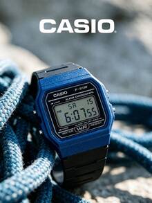 CASIO Retro Daily Essential: Unisex Deep Blue Resin Digital Watch, 30m Waterproof Wristwatch, With Alarm, Stopwatch, Luminous Function F-91WM-2A - Blue - View 2