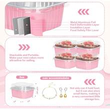 30Pack 5oz Pink Mini Cake Pans With Lids Baking Cups Aluminum Foil Pans Tins, Individual Dessert Cups Containers ,Party,Picnics - 查看 3