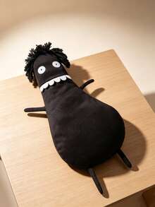 1pc 40cm/15.75in Small Head Monster Dark Humor Plush Doll, Black Weird Style Plush Doll, Humorous Ugly Cute Stuffed Doll, Gothic Horror Pillow, Unique Room Decor Friend Gift - Black - View 7