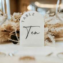 10/15/20pcs White Acrylic Wedding Table Number Signs, 5x7 Inch Arched Base Printed Design, Suitable For Wedding, Event, Party, Restaurant, As Best Gift, Wedding Decor, Home Decor, Party Favor, Bride Birthday, Graduation Decor And Bachelorette Party Decor! - View 3