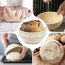 Round Fermentation Bowl, Handwoven Rattan Basket With Cloth Cover, Suitable For Sourdough Baking - Perfect For Halloween, Christmas, Thanksgiving Fermentation & Baking Mold - Round Fermentation Bowl - View 3