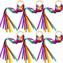 1/4/6pcs Ribbon Set, Includes Dance Ribbon, Handheld Kite, Throwable Wand And Wooden Ring Wand, Ribbon, Birthday Sash, Suitable For Wedding, Bride, Wedding Decoration, Wedding Arrangement, Bachelorette Party, Party Supplies And Wedding Ribbon - Rainbow Ribbon - View 5