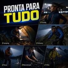 Lanterna De Cabeça Fita Led Com Sensor Recarregável Usb Cob Lâmpada Indução Bateria Embutida Ao Ar Livre Acampamento Pesca Farol Head Flashlight Tocha Iluminação Luz Trabalho à Prova Dwaterproof água Para Busca - LED COB - Visão 7
