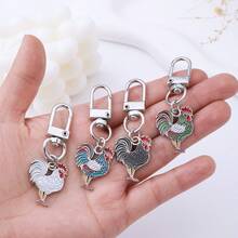 1pc Metal Chick Keychain House Enamel Hen Keychains Lovely Animal Key Chain Gift For Friend - Multicolor - View 5