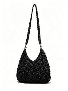 BAILEE Stylish, Casual, Hand-Knitted, Open-Work Women's Single-Strap Bag. Features A Unique Woven Shoulder Strap Design. Perfect For Outfits And As A Gift. - Multicolor - View 7