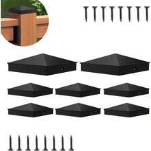 8 Pcs 4x 4(Actual 3.5x 3.5) Aluminum Fence Post Caps, Black Matte Post Covers Fit 4x4 Nominal Wood Post Fence Wood Post Of Decks Or Corridors - C - View 2