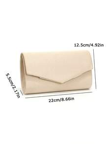 Beige Women's Velvet Clutch Bag, Formal Party Handbag With Detachable Chain Strap - Apricot - View 2