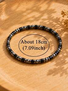 Men's Protection Bracelet, Black Onyx, Hematite Beads Boho Style Bracelet | Spiritual, Strength, Healing Crystal Meditation Jewelry Gift For Women Men - Black - View 5