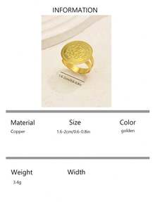 1pc European And American Fashionable Abstract Retro Asymmetrical Pattern Cool Tone Women's Ring Plated With 18k Gold - Yellow Gold - View 12
