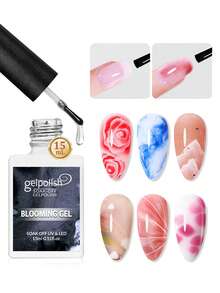 Verniz de Gel Blooming 15 ml, Gel Blooming Transparente UV LED para Efeito Difuso, Estampa Floral Aguarela de Pedra Natural Marmoreada, Gel Soak Off, Design de Arte de Unhas DIY, Presente de Unhas para Mulher - Claro - Ver 2