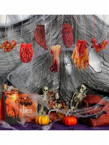 1 Set Halloween Realistic Organ Props, Horror Fake Hands And Bloody Hands - For Haunted House, Bar And Escape Room Decoration; Realistic Prank Heart, Severed Hands, Severed Feet And Bloody Hands, Halloween Horror Atmosphere Decor, Halloween Party Table Decoration - Multiple Styles - View 3