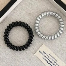 1入/3入 女孩牛奶印波點高彈性加厚螺旋髮圈 耐用不傷髮髮帶 新款日常運動戶外通勤 - 彩色 - 查看 14